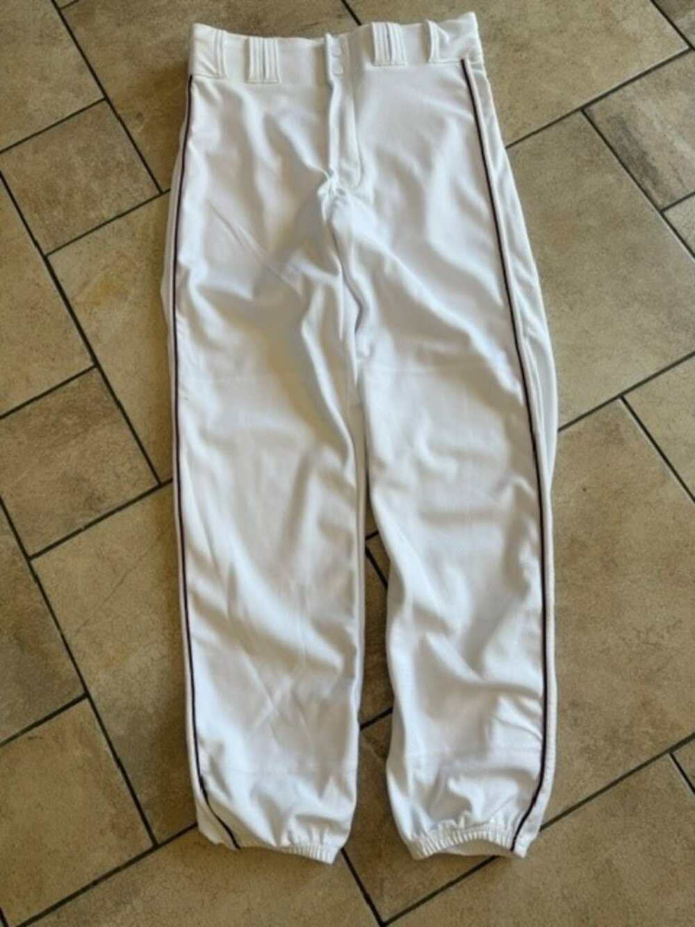 NEW w/out tags- A4 Men's Baseball Pants - Medium White with Maroon Stripe